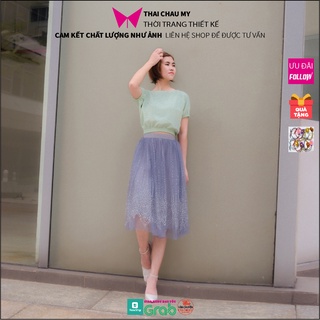 Áo croptop nữ form rộng tay ngắn vải lụa, áo kiểu thời trang công sở Thái Châu Mỹ