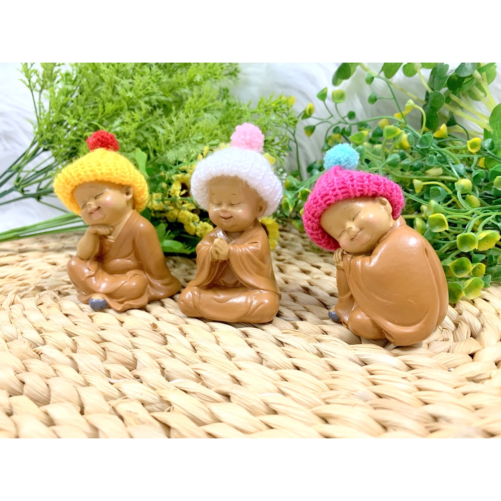 Bộ 3 Chú Tiểu Ấn Độ Hoan Hỉ Tài Lộc Nón Len ( Hình Thật + Video Thật )