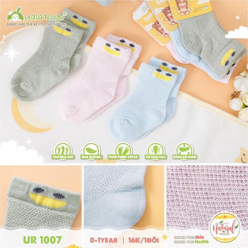 Tất hình thú cho bé trai bé gái từ 0 đến 1 tuổi, Vớ lưới cho bé sợi tre Uala Rogo