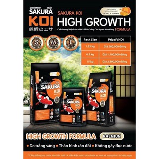 {SALE SỐC} Thức ăn cá koi Sakura Hi Growth 6.5kg, thức ăn cho cá, thức ăn tăng trưởng,thức ăn tăng màu,combo dinh dưỡng
