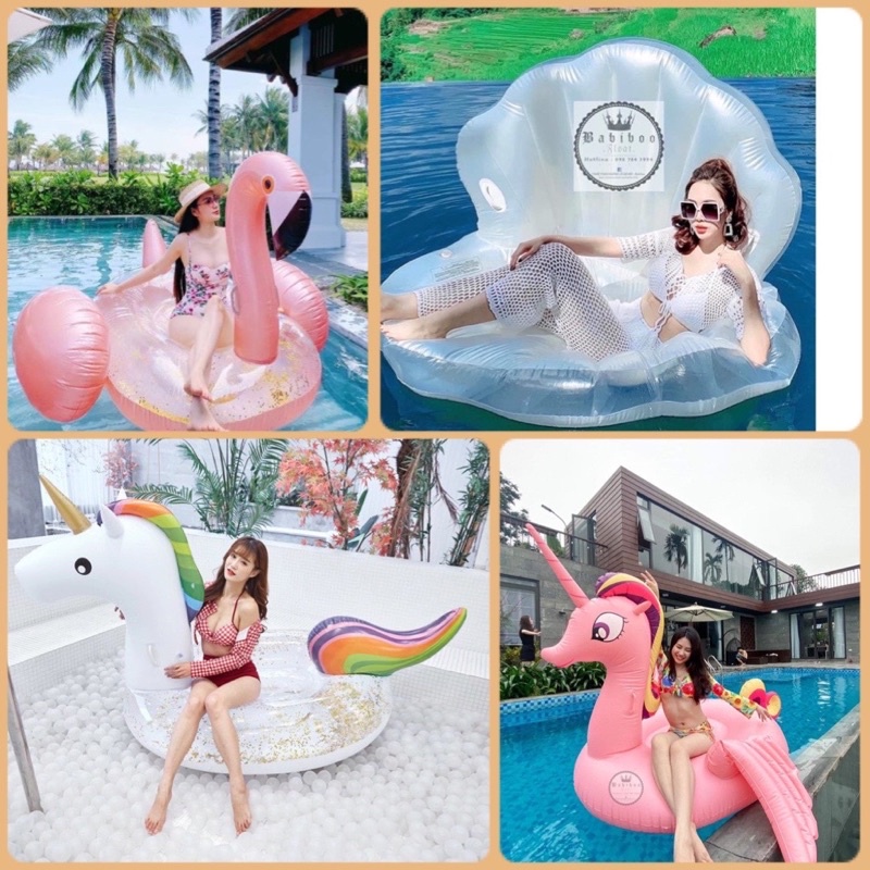 Phao bơi khổng lồ kỳ lân thiên nga hồng hạc thả hồ bơi sang trọng