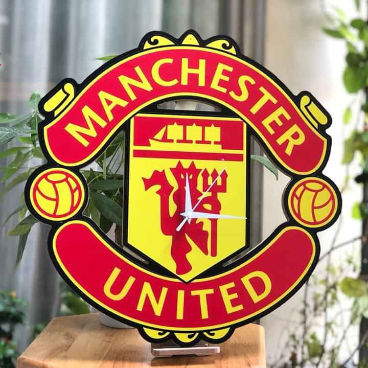 [Tặng Pin] Đồng Hồ Gỗ Treo Tường Hình Logo CLB Manchester United (MU) Rất Sống Đông