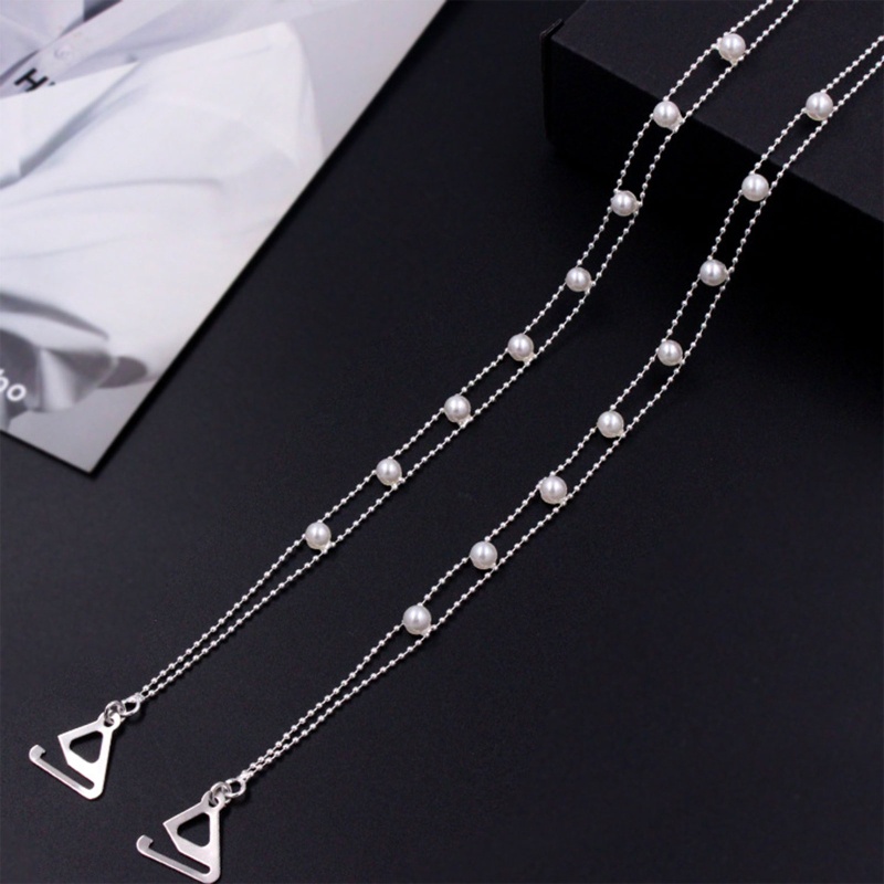 1 Cặp Dây Áo Ngực Dạng Chuỗi Hạt Ngọc Trai Bằng Kim Loại Có Thể Điều Chỉnh