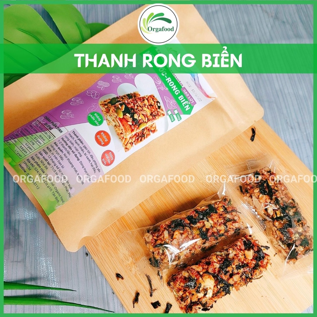 Thanh gạo lứt rong biển- hạt dinh dưỡng Oragfood, ăn vặt giảm cân, không đường, 8 thanh (~200gram), thơm, giòn, ngon