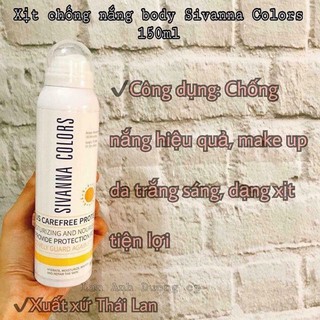 Xịt Chống Nắng Nâng Tone Sivanna Colors Thái Lan 2 In 1 Makeup Body 150ml