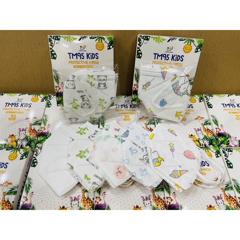 Khẩu trang Kisd Bé N95 Tuấn minh Combo 50 chiếc *Freeship* 5lớp kháng khuẩn cao dành cho bé khi nhập học