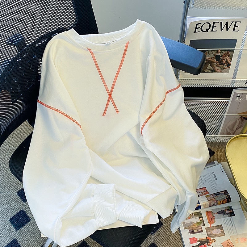 ZHELIHANGFEI Áo Thun Sweater Tay Dài Dáng Rộng Dễ Phối Đồ