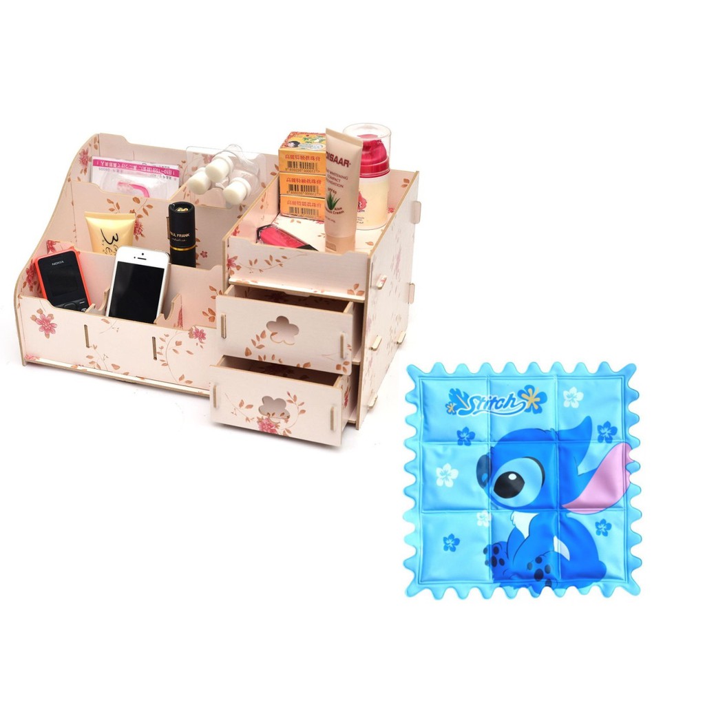 FREE SHIP-Kệ đựng mỹ phẩm bằng gỗ tặng đệm mát bằng gel