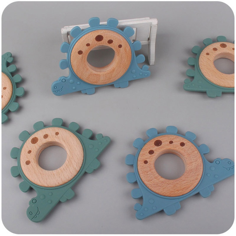 Đồ Chơi Ngậm Nướu Hình Khủng Long Hoạt Hình Bằng Silicon Cho Bé