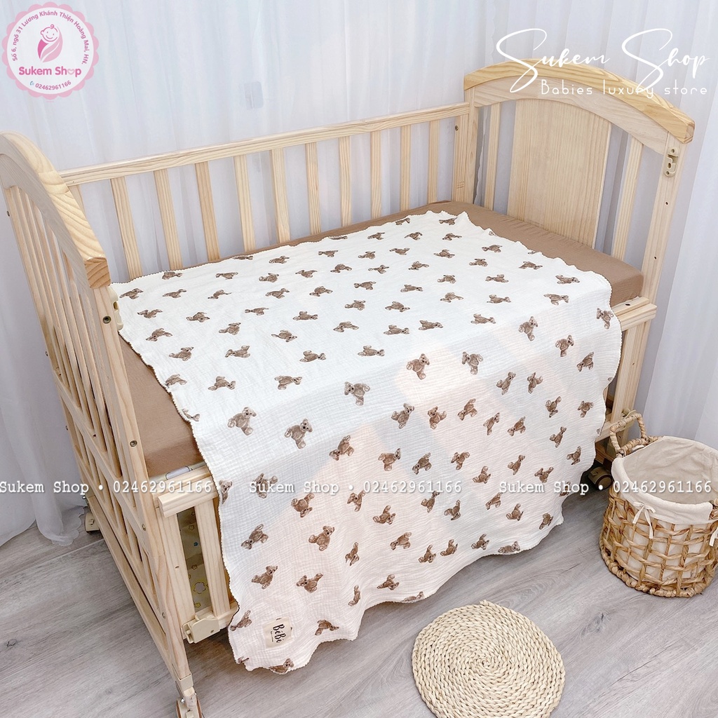 Chăn Xô BéBé 2 Lớp Xô Muslin Mỏng Nhẹ Thoáng Cho Bé