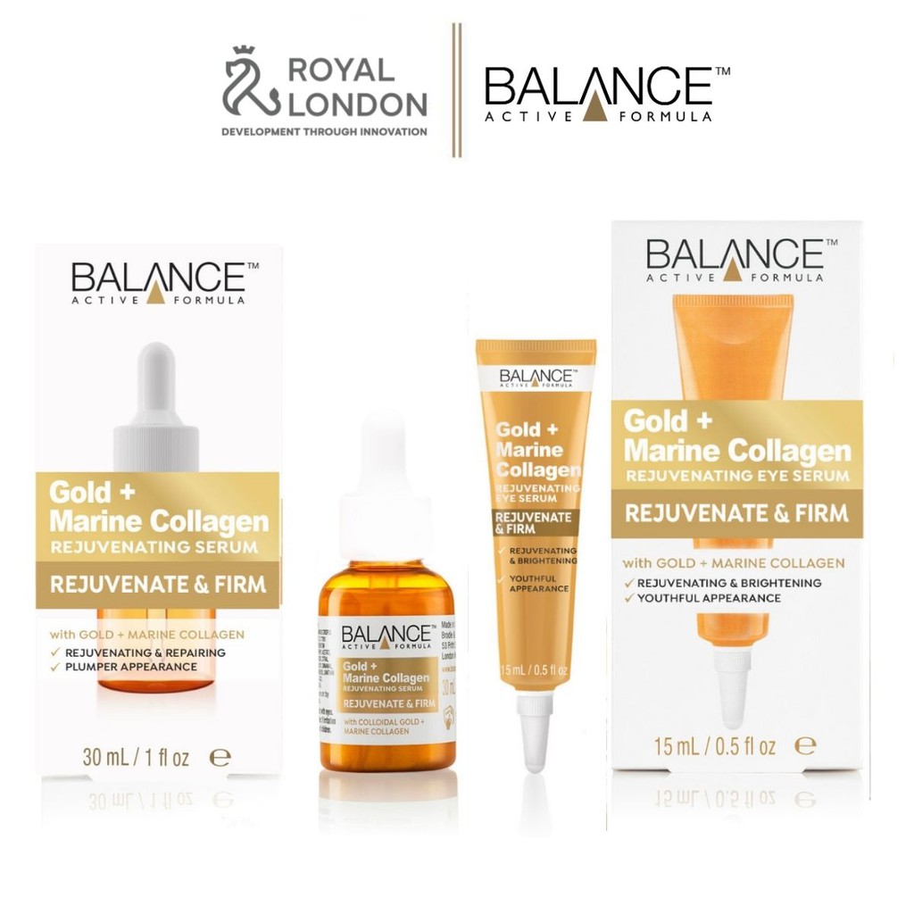 Combo Serum + Kem Mắt Trẻ Hóa Da Balance Active Formula Gold Collagen Rejuvenating 30ml + 15ml