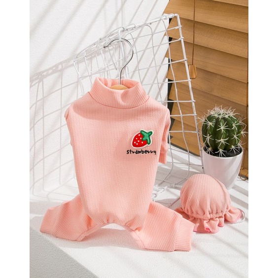 ÁO CHÓ MÈO - BỘ NGỦ PIJAMA LEN GÂN 4 CHÂN KÈM MŨ CỰC XINH CHO THÚ CƯNG