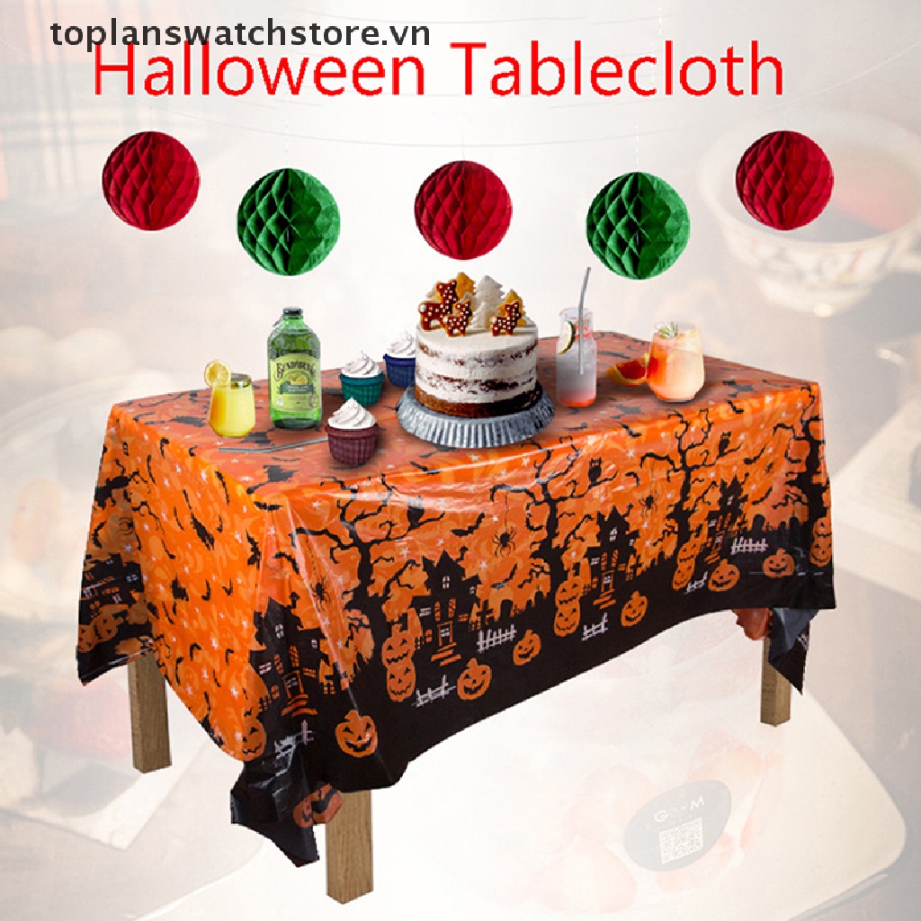 Khăn Trải Bàn Hình Chữ Nhật Bằng Nhựa Chống Thấm Nước Dùng Một Lần Phong Cách Halloween Ốp