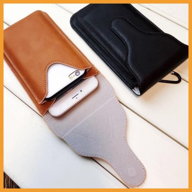Bao da đeo thắt lưng điện thoại 2 ngăn cho Iphone, Samsung, Oppo, Vivo, Sony, Xiaomi, huawei size từ 5 inch đến 6.5 inch