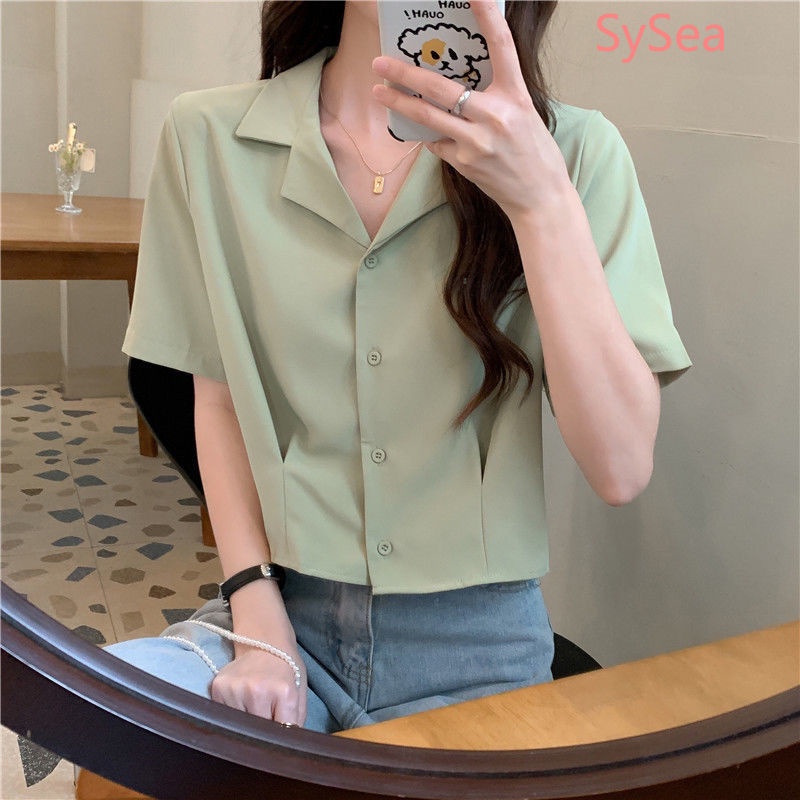 Áo Sơ Mi Cổ Chữ V Màu Sắc Đơn Giản Thanh Lịch Cho Nữ