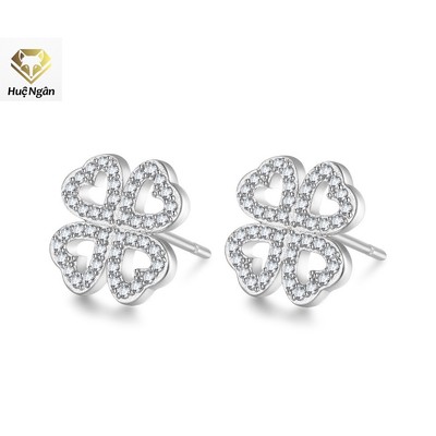 Bông tai bạc Ý 925 Huệ Ngân - Cỏ bốn lá may mắn RYE140829