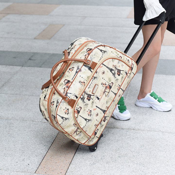 Túi kéo du lịch có bánh xe da pu cao cấp họa tiết size 20 inch hàng cao cấp TK-MAU2