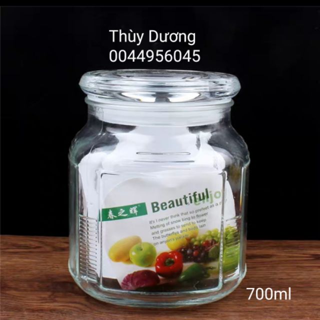 Hũ thủy tinh đựng gia vị hình vuông 700ml