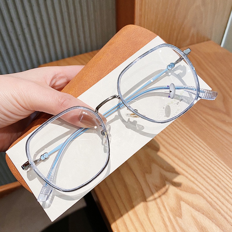 Kính cận gọng kim loại VIENDO vuông tròng đổi màu chống ánh sáng xanh tia UV màu sắc thời trang cho nam nữ(có thể cắt cận thị ống kính)