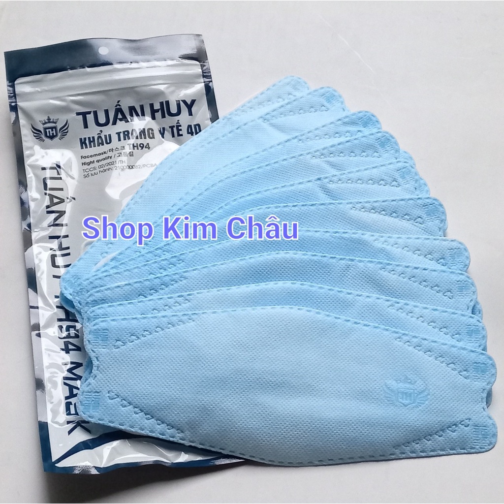 [Màu xanh] Khẩu trang 4D KF94 Lâm Thịnh 4 lớp - túi 10 cái