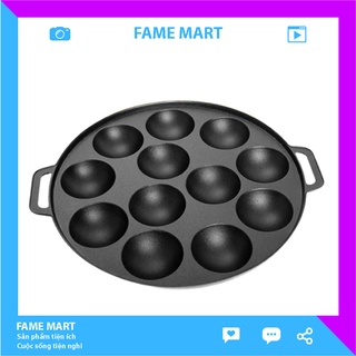 Chảo bánh khọt chống dính 12 lỗ có nắp FAME MART