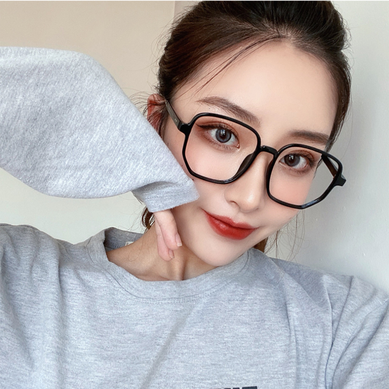 Mắt Kính Gọng Vuông Trong Suốt Chống Bức Xạ Phong Cách Hàn Quốc