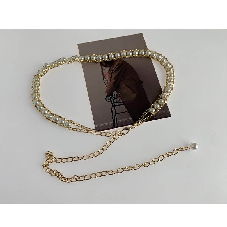 Ngọc trai Thắt lưng trang trí Phù hợp Pearl Lady Golden Eo Chuỗi Thắt lưng cho Người phụ nữ Punk Rock