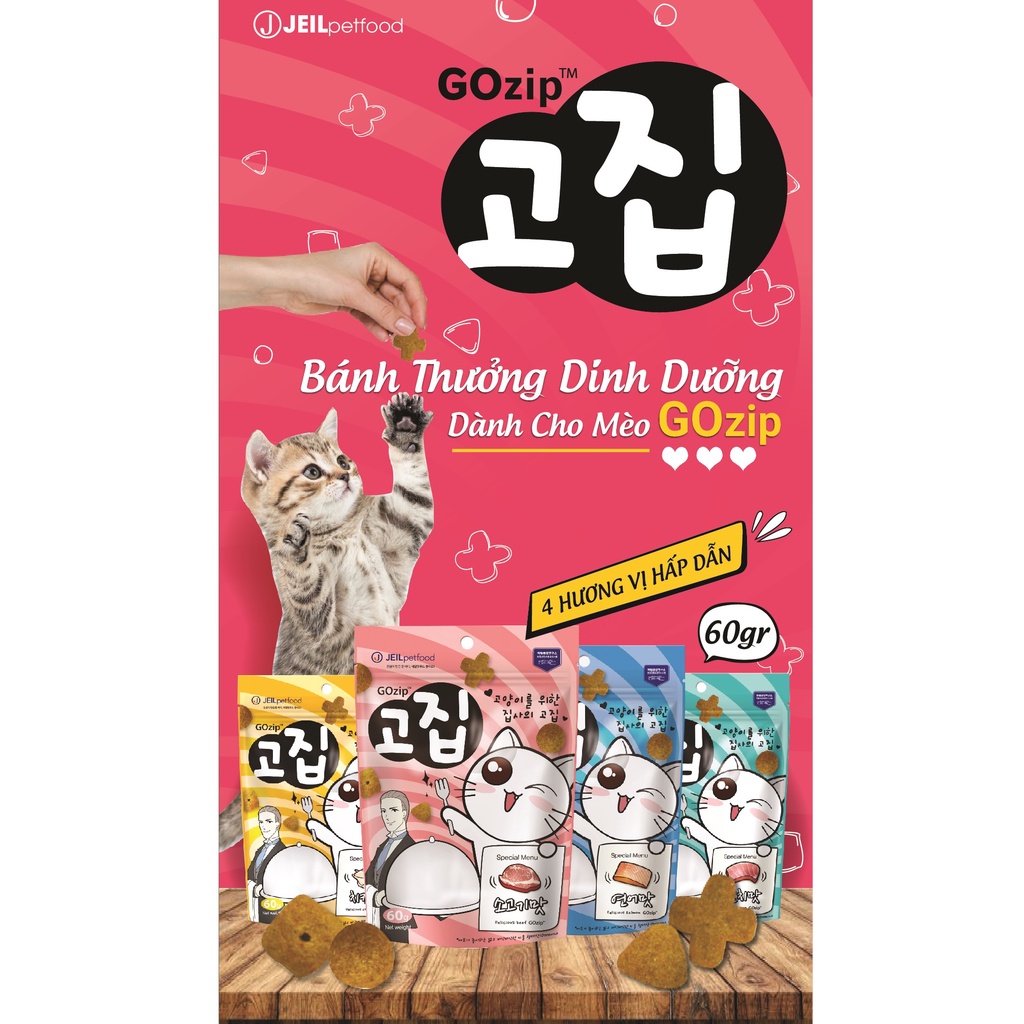 GOZIP BÁNH THƯỞNG DINH DƯỠNG CHO MÈO GÓI 60G