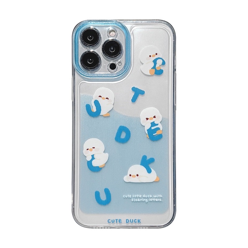 (SIÊU RẺ) Ốp lưng iphone vịt chữ cái viền xanh dày 7plus/8/8plus/x/xr/xs/11/12/13/pro/max/plus/promax