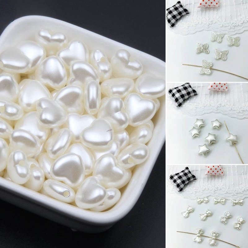 Bộ 200 Hạt Nhựa Acrylic Hình Trái Tim 10x11mm Làm Trang Sức