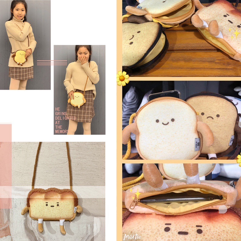 Ygt Túi Tote Đeo Vai / Xách Tay / Đeo Chéo Hình Bánh Mì Nhồi Bông Sáng Tạo Dễ Thương Cho Nữ