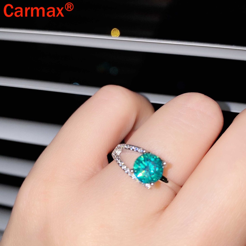 Nhẫn Moissanite Màu Xanh Lá Và Xanh Dương Đơn Giản Thanh Lịch