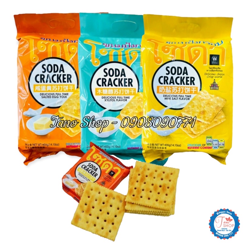 Bánh quy mặn ăn kiêng Soda Cracker Thái - 400g, ăn vặt ngon rẻ TaNo