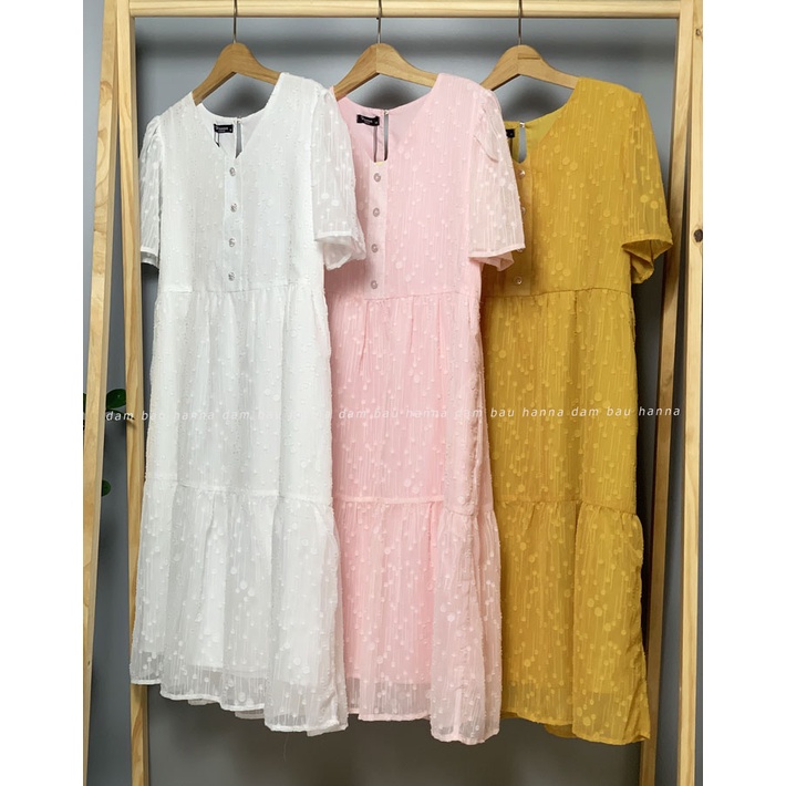 [HANNA] Đầm bầu dự tiệc sang chảnh cho mẹ trẻ có size 40-80kg mẫu xinh vải cao cấp thoáng mát không nhăn đầm dài qua gối