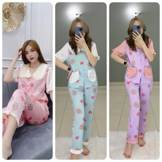 Pyjama tay ngắn hoạ tiết tim 3 màu