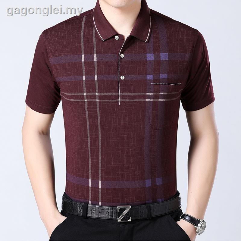 áo polo Vải Cotton Dáng Rộng Thời Trang Mùa Hè Cho Nam Từ 40-50 Tuổi