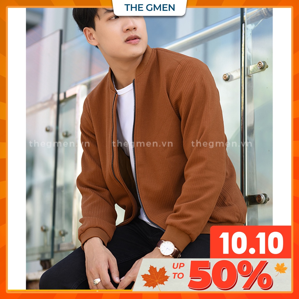 Áo khoác bomber nam THE GMEN Textured Bomber chất liệu nhung tăm cao cấp, dày dặn