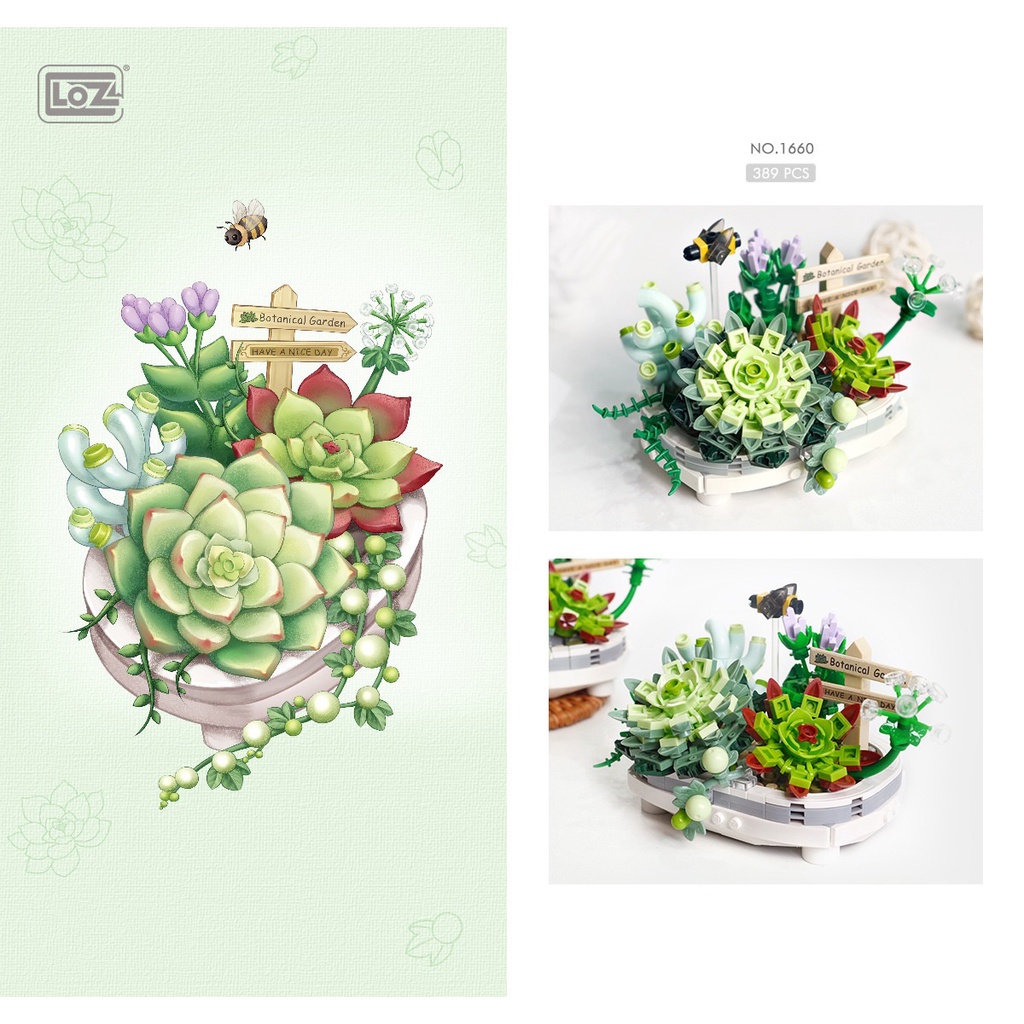 Bộ Đồ Chơi Lắp Ráp LOZ Hoa Mô Hình Chậu Hoa Sứ - Potted Succulent Plant