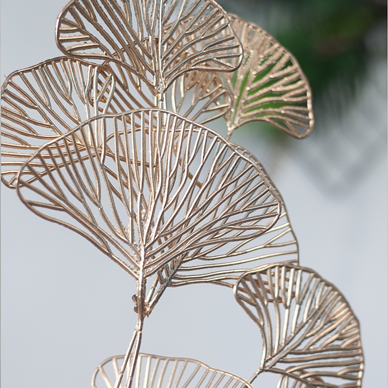 Cành cây Ginkgo ngân hạnh màu vàng giả bằng nhựa trang trí - NC230 - Jassi Decor