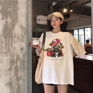 Áo thun tay lỡ GiiN form rộng kiểu phông Unisex in hình Gangster Dog chất liệu cotton 100% TS015B