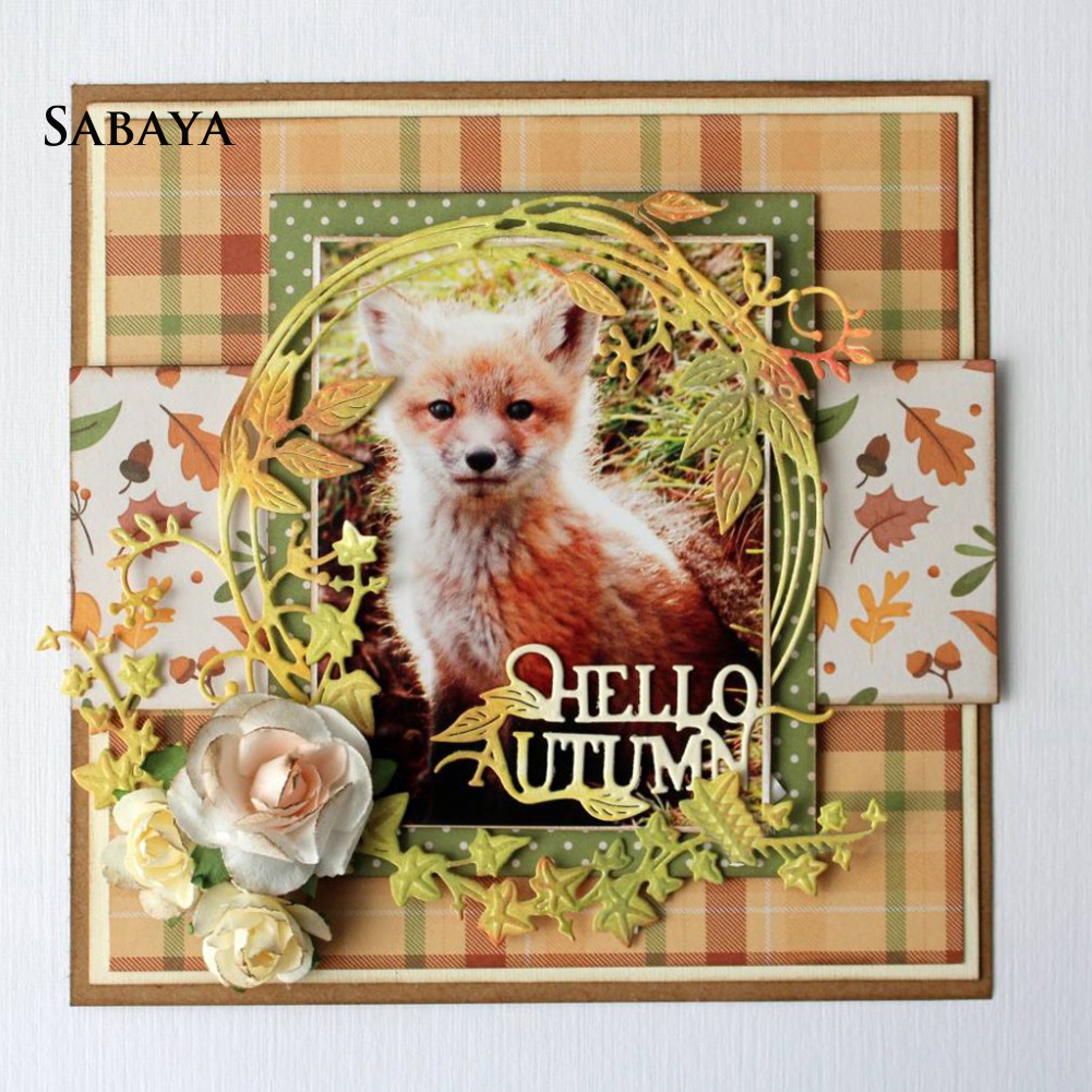 Khuôn cắt giấy làm từ kim loại hình vòng lá trang trí album ảnh tự làm