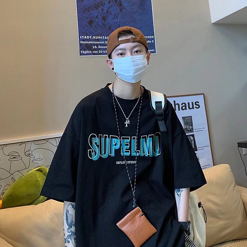 Áo Thun Tay Ngắn Dáng Rộng In Chữ Phong Cách Hàn Quốc Thời Trang Cho Nam Size M-5XL