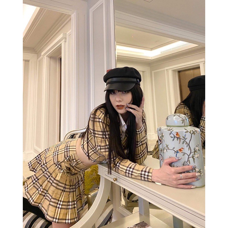 Set áo váy caro