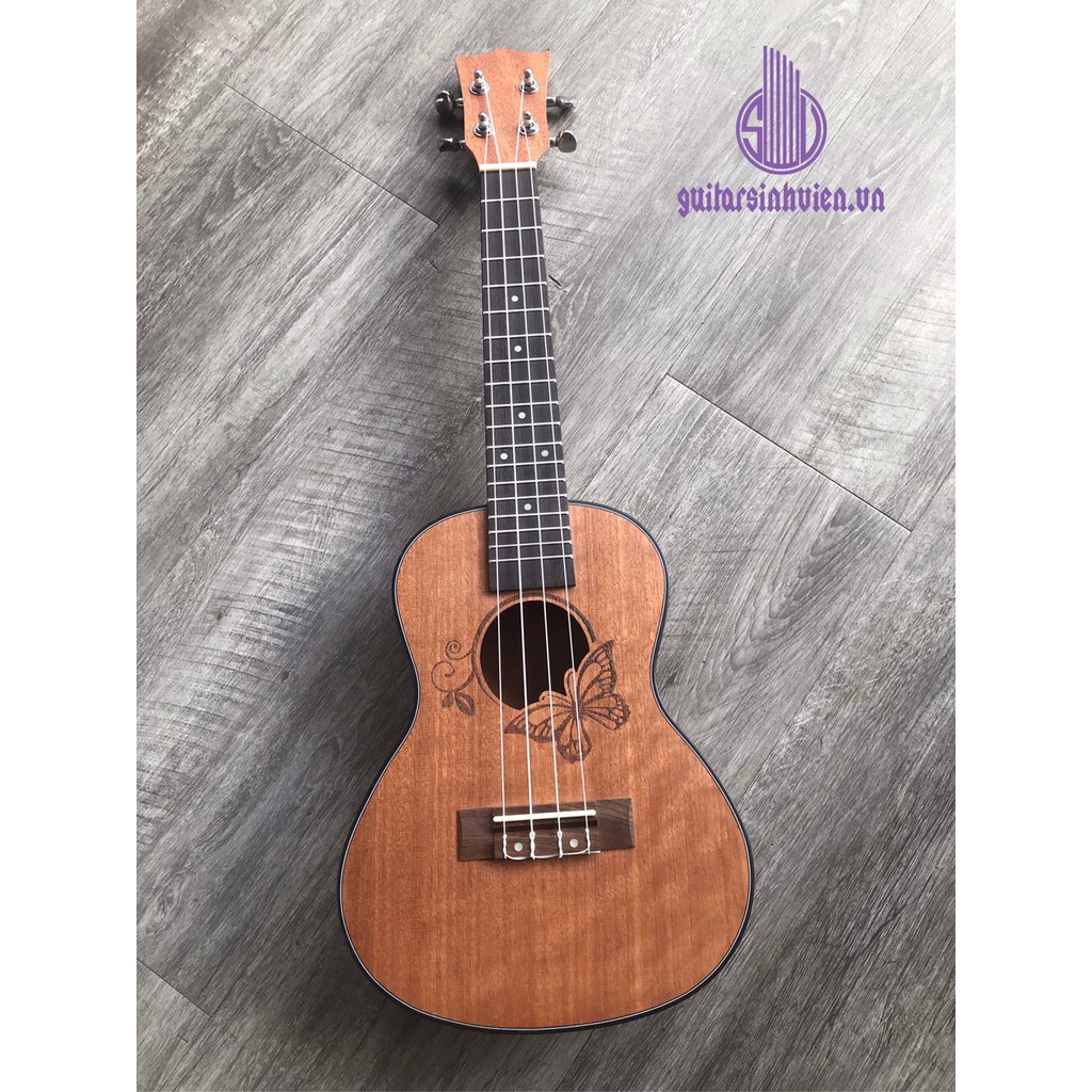 Đàn ukulele size concert - Mẫu hình bướm - Tặng kèm phụ kiện và sticker trang trí đàn - Bảo hành 1 năm