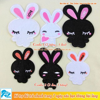 Sticker ủi thêu hình gia đình thỏ dễ thương - Patch ủi quần áo balo S43