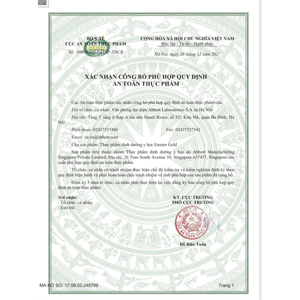 Vỉ 6 chai Ensure Original hương vani 237ml