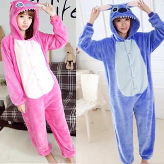 Pijama/Bộ ngủ- Bộ đồ thú bông nhung Stitch Hồng