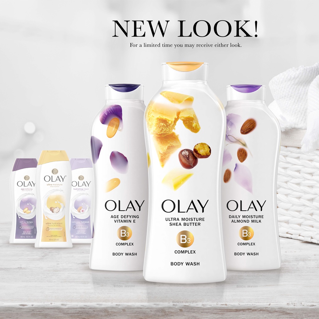 Sữa Tắm Dưỡng Ẩm Trắng Da  Olay Mỹ Dưỡng Ẩm Kết Hợp Hạt Bơ Mỡ 650ml