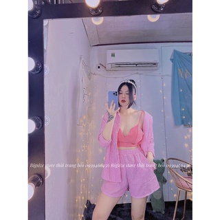 SET SƠMI 3 MÓN KÈM BRA SIÊU XINH [BIGSIZE 55-90KG]
