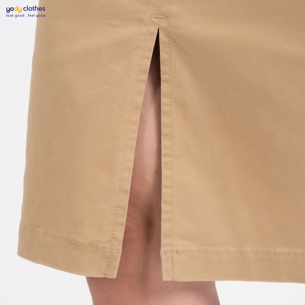 Chân váy ôm nữ YODY kaki dáng dài xẻ tà mềm mịn, thấm hút tốt CJN4060 | BigBuy360 - bigbuy360.vn
